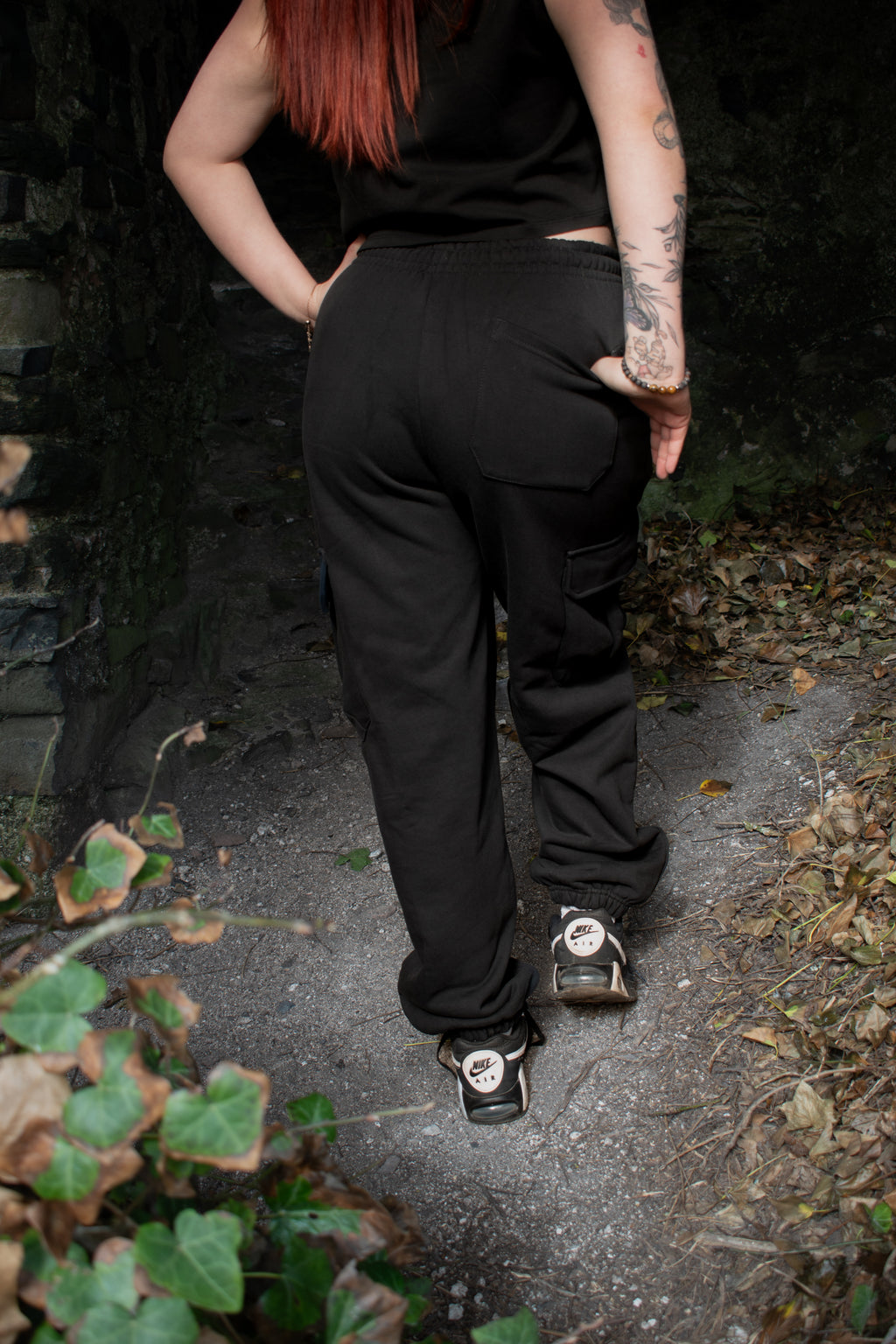 Black/Purple Metal Cargo Sweatpants