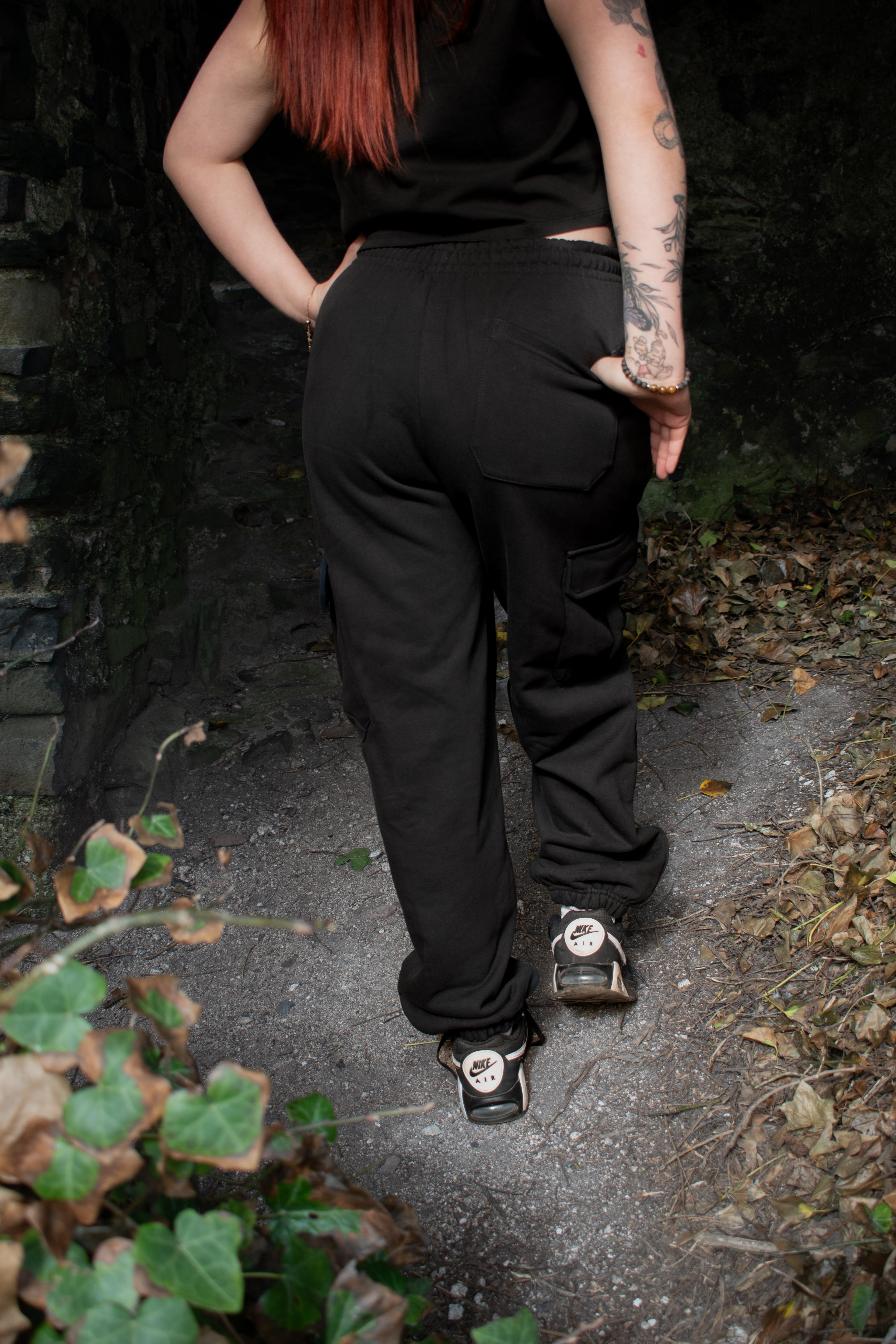Black/Purple Metal Cargo Sweatpants