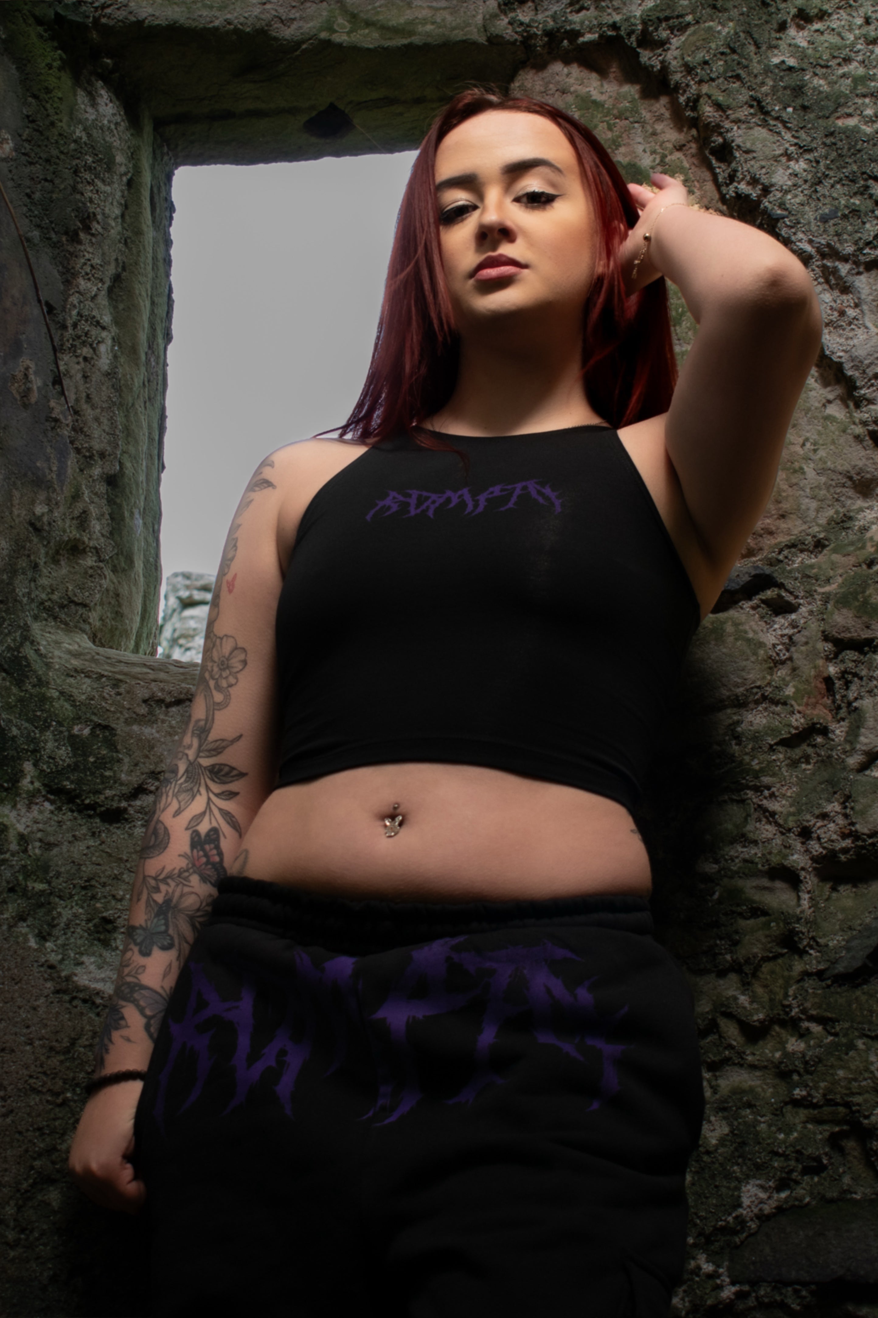 Black/Purple Metal Crop Vest
