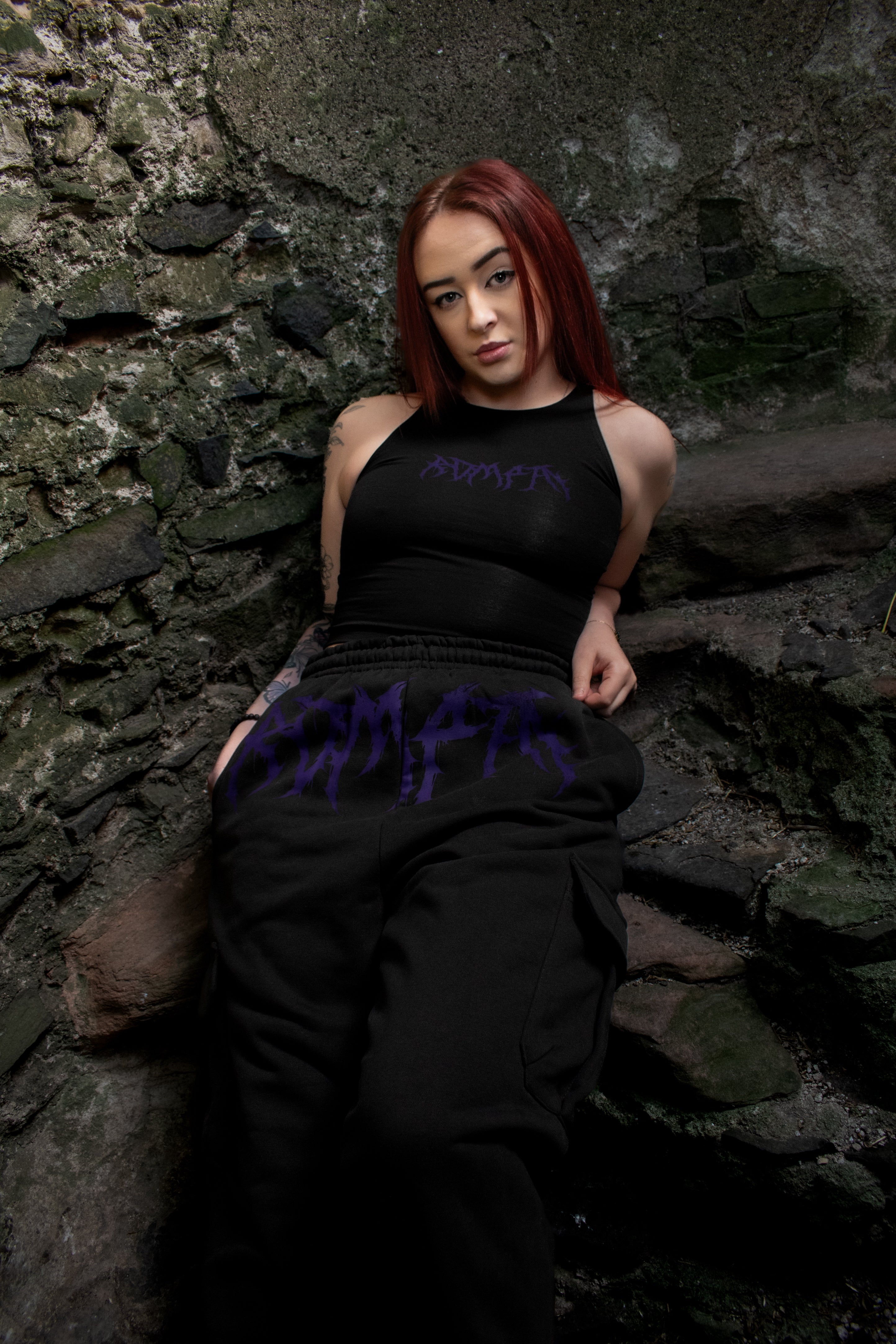 Black/Purple Metal Crop Vest