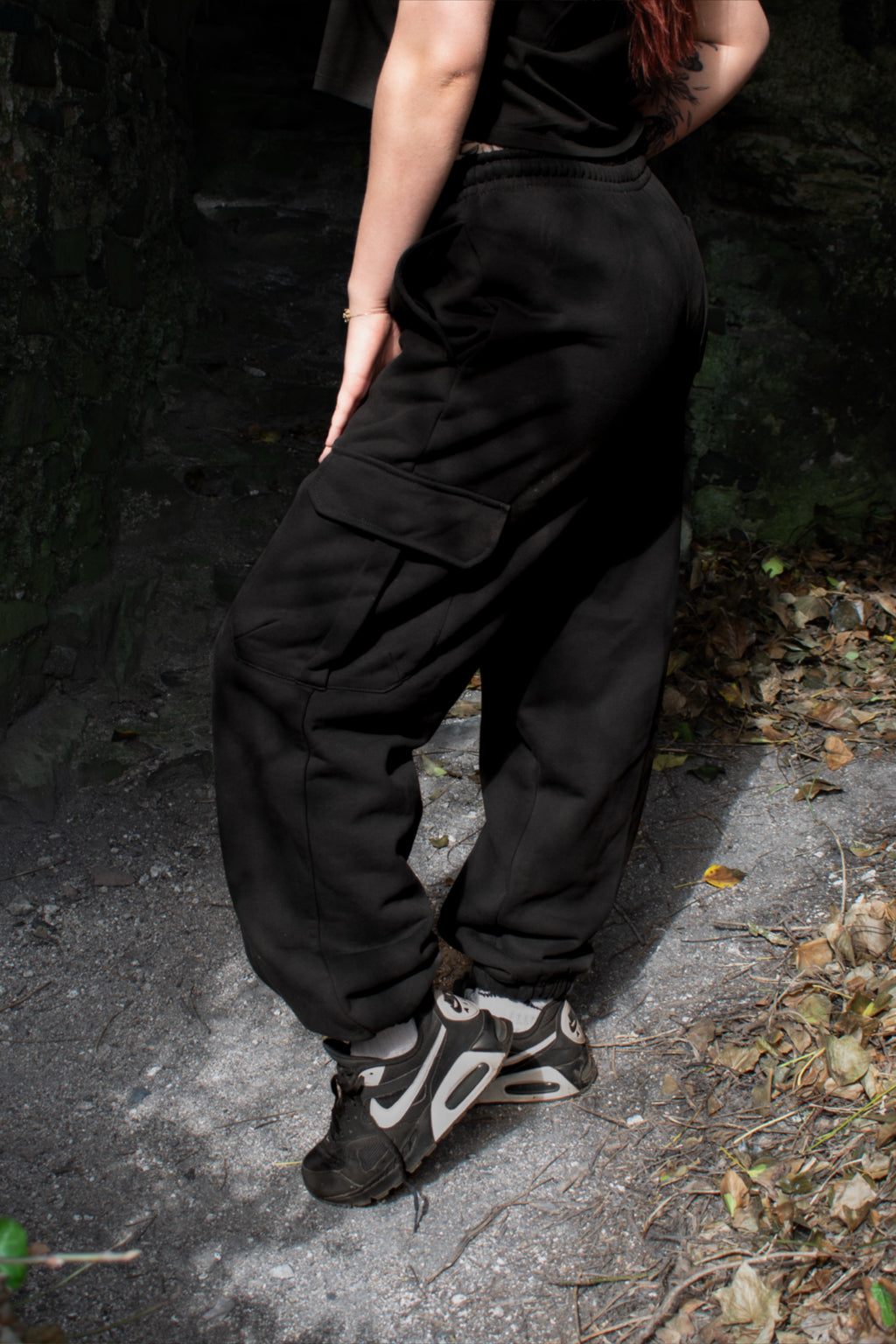 Black/Purple Metal Cargo Sweatpants