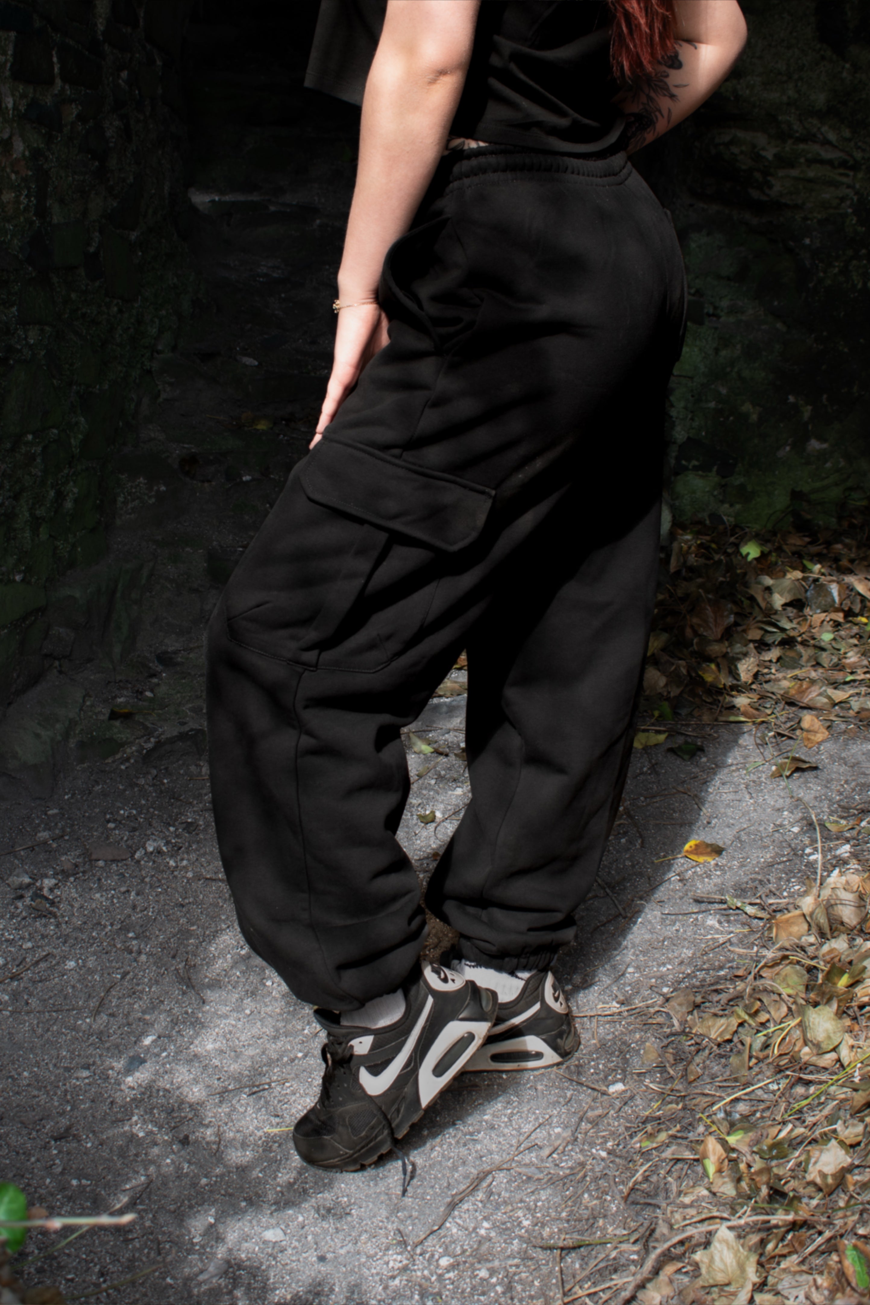 Black/Purple Metal Cargo Sweatpants