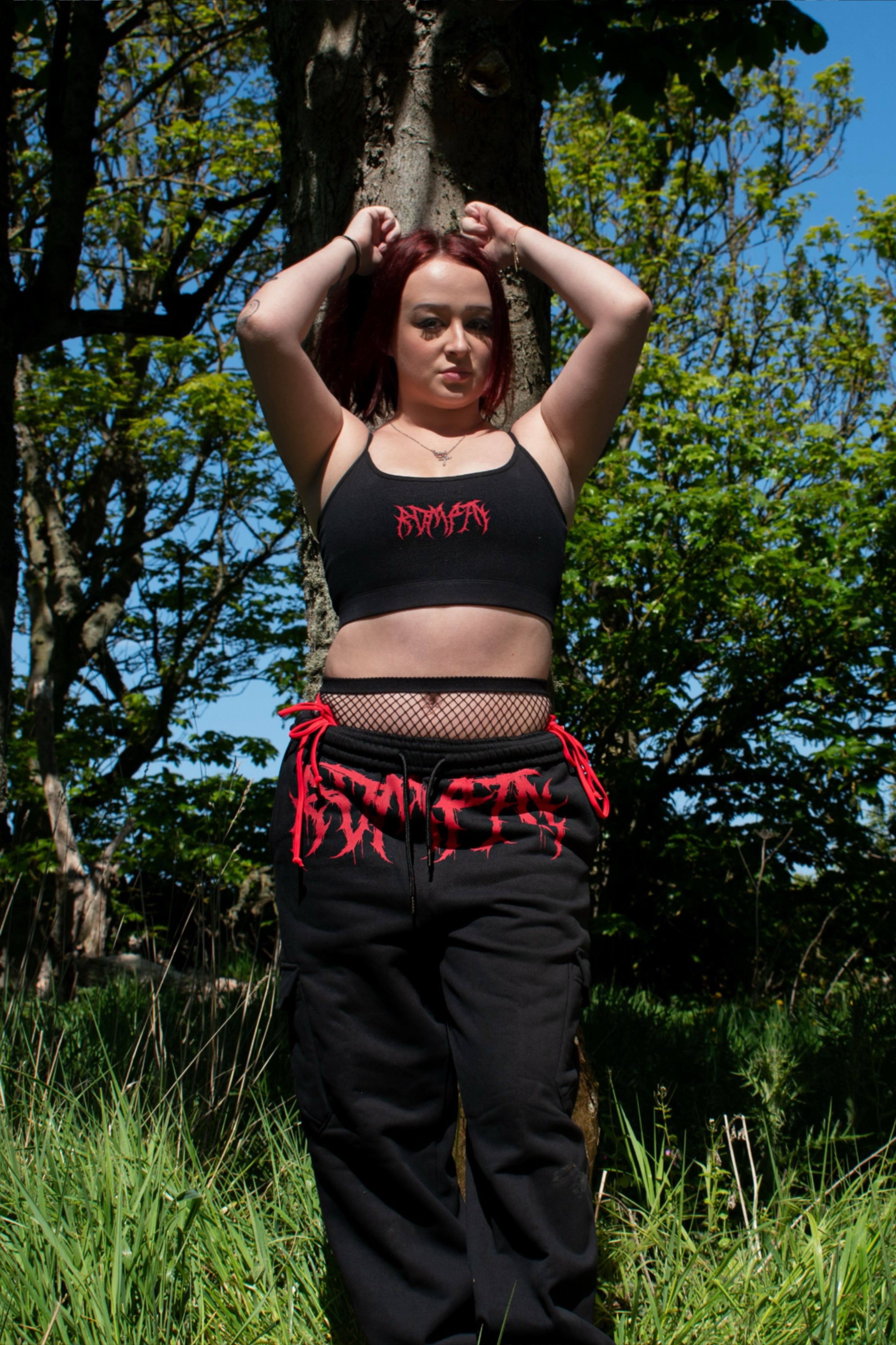 Black/Red Metal Cargo Sweatpants