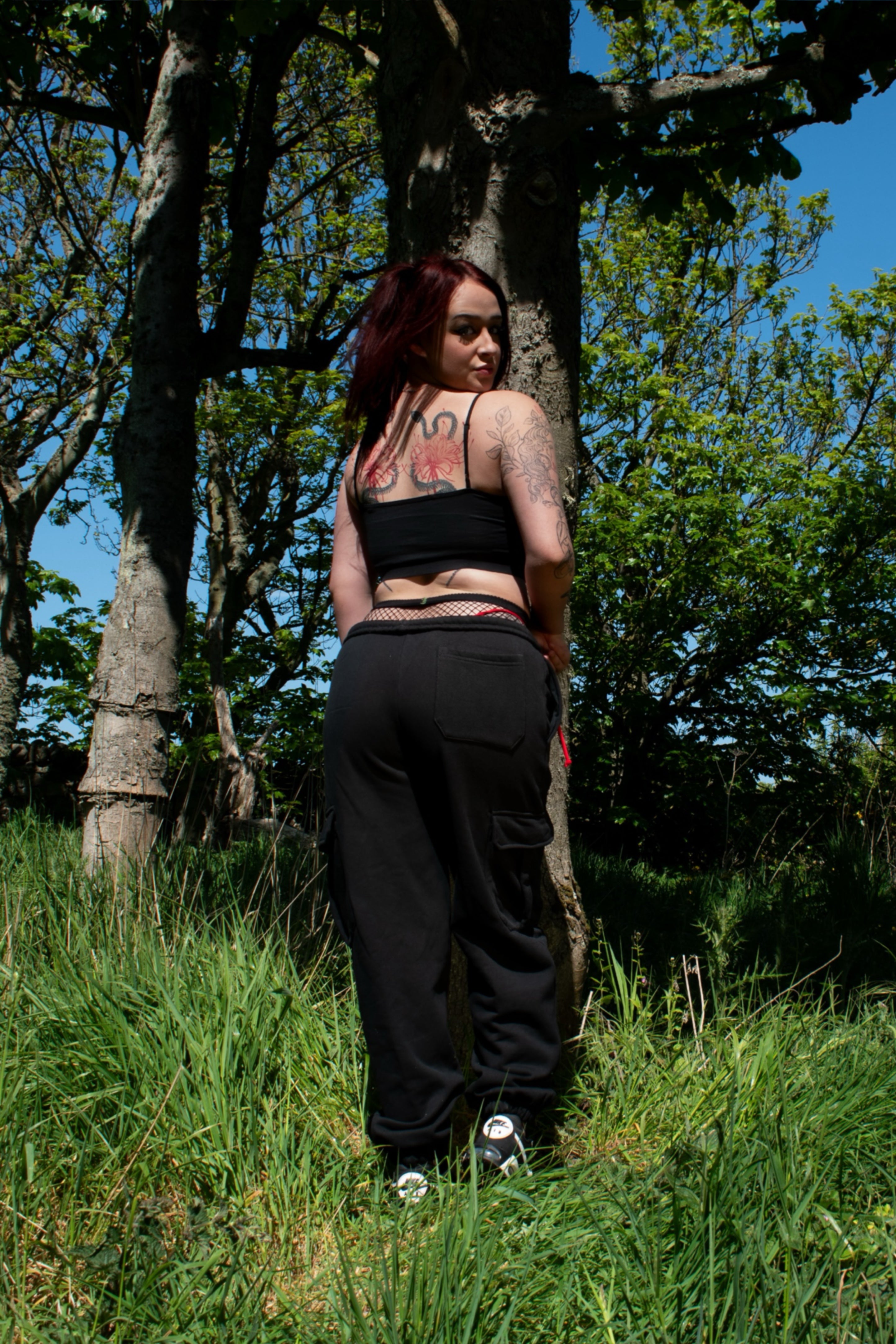 Black/Red Metal Cargo Sweatpants