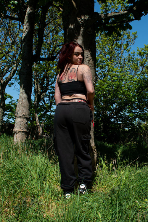 Black/Red Metal Cargo Sweatpants