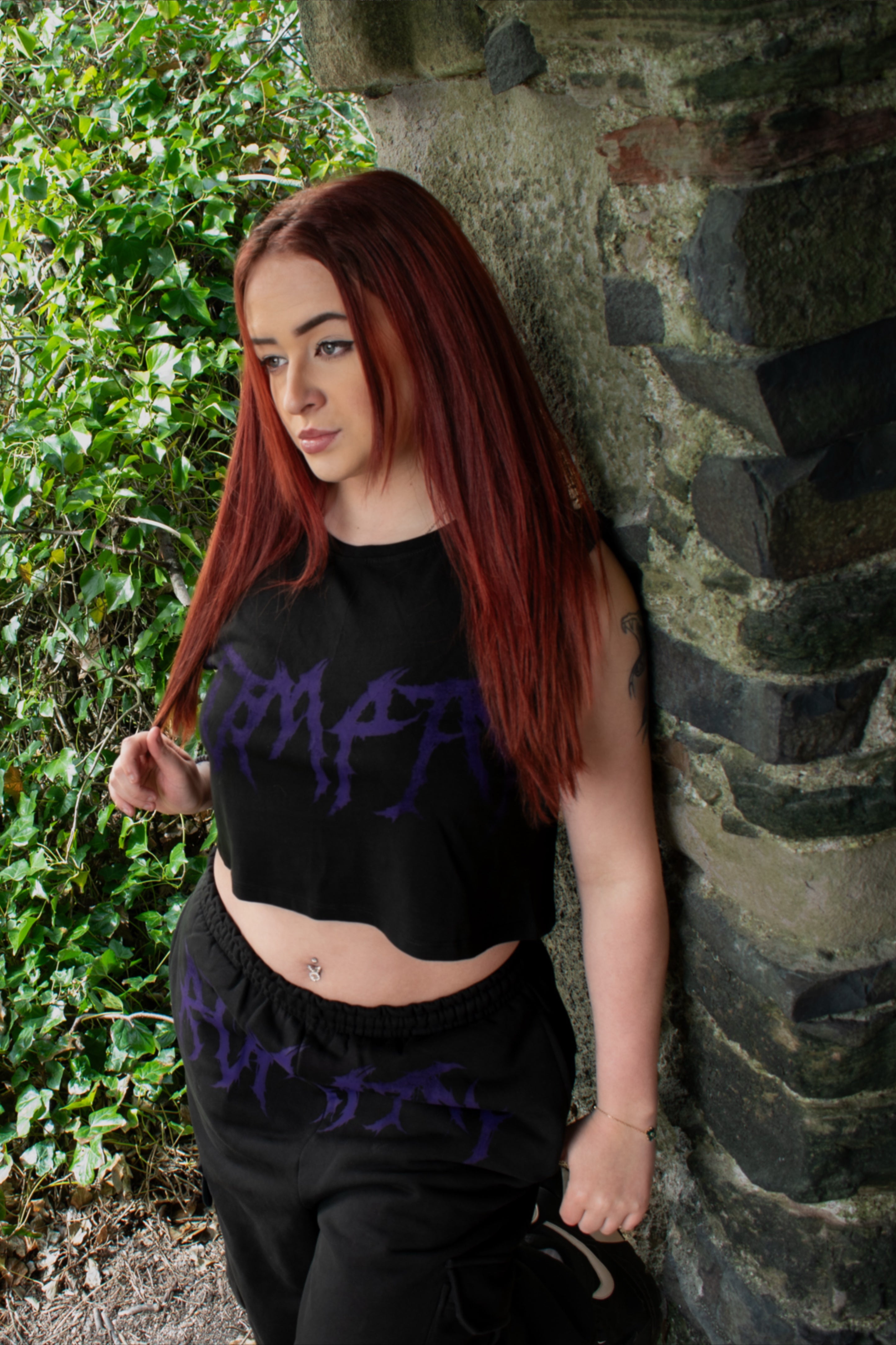 Black/Purple Metal Crop Top