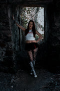 White/Red Metal Crop Vest