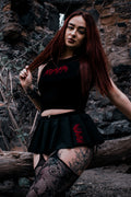 Black/Red Metal Crop Vest